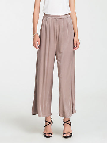 Women Summer Solid Casual Thin Wide-leg Pants