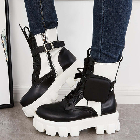 Chunky Platform Combat Ankle Boots Goth Lug Sole Booties