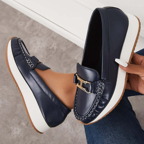 Lässige, bequeme Plateau-Loafer, flache Bootsschuhe zum Hineinschlüpfen
