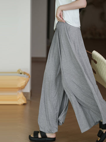 Women Summer Solid Casual Thin Wide-leg Pants