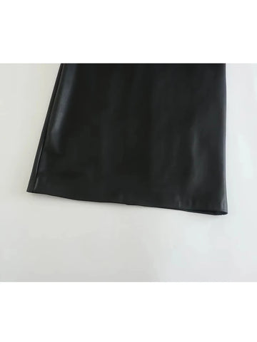 Black Faux Leather Dress Woman Off Shoulder Bodycon Long Dresses For Women Sexy Backless Dress  Midi Party Dresses