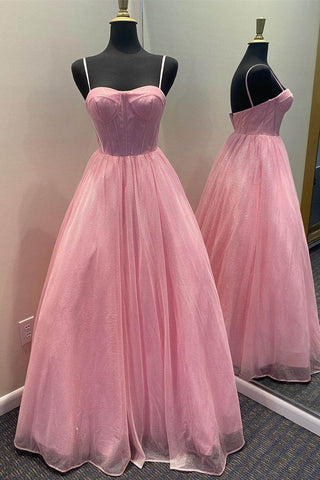 A-Linien-Kleid mit lavendelfarbenen Trägern und langem Ballkleid