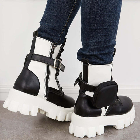 Chunky Platform Combat Ankle Boots Goth Lug Sole Booties
