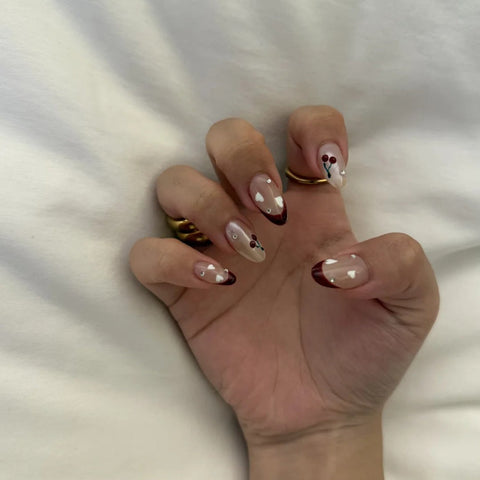 Hot SaleFrench CherriesHandmade Artificial Gel Nail Press-On Nails