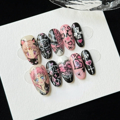 3D Beautiful GirlCarefully designed pure handmade press-on gel nails