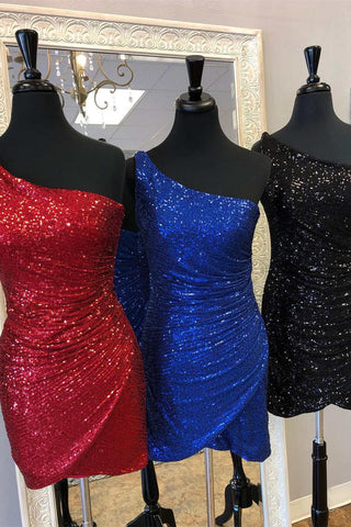 Figurbetontes One-Shoulder-Plissee-Heimkehrkleid