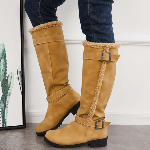 Warm Knee High Snow Boots Winter Fur Lined Riding Boots