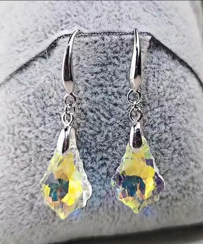 Original Design Purple Sterling Silver Crystal Drop Earrings