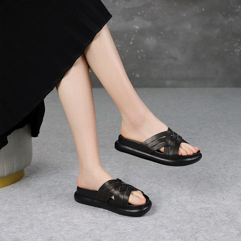 Summer Stylish Plaited Leather Casual Slippers