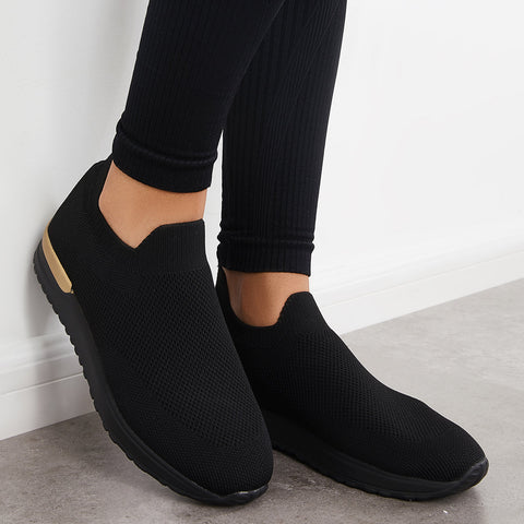 Lässige Slip-on-Strick-Loafters, atmungsaktive Wanderschuhe