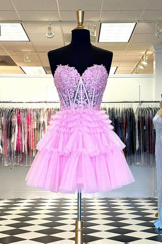 Stylish A Line Sweetheart Black Corset Homecoming Dress with Ruffles