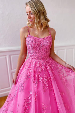 Gorgeous A Line Spaghetti Straps Yellow Long Prom Dress with Appliques