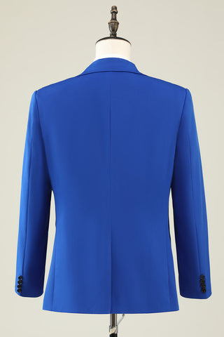 Slim Fit Peak Lapel One Button Blue Men's Prom Suits