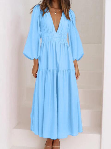 Boho Maxikleid mit Ballonärmeln für den Strandurlaub