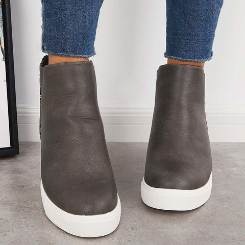 Slip on Hidden Wedge Sneakers Platform Wedge Booties