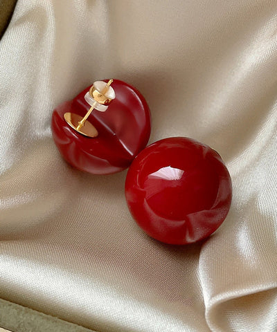 Vogue Red Copper Overgild Pearl Stud Earrings