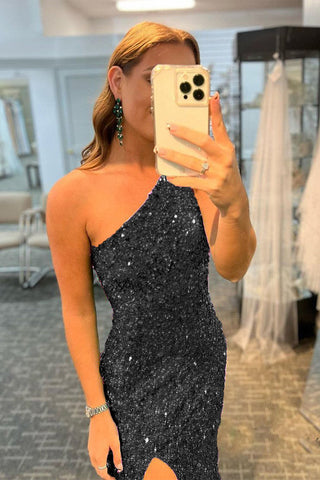 Glitter Sequins Long Prom Dress with Slit
