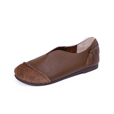 Spring Summer Women Retro Leather Flat Casual Loafers
