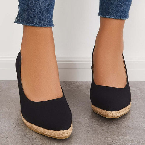 Platform Espadrilles Wedge Sandals Closed Toe Slip on Pumps