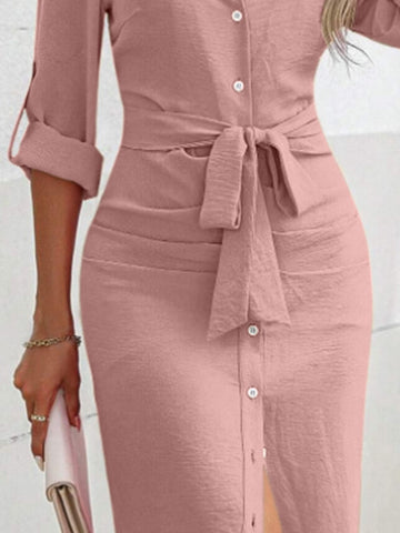 Kleid mit Kragen und Rolllaschenärmeln