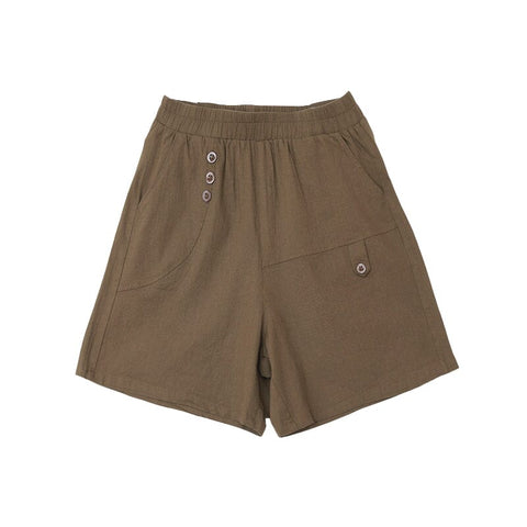 Women Summer Cotton Linen Casual Loose Shorts