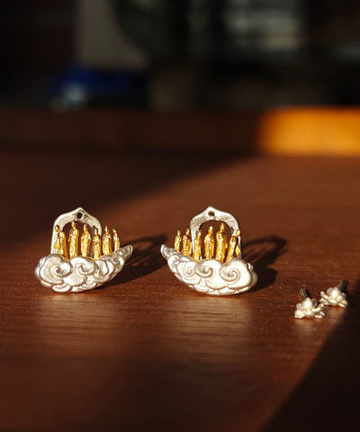 New Chinese Style Unique Design Silver Stud Earrings