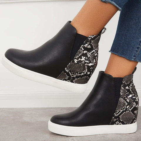 Slip on Hidden Wedge Sneakers Platform Wedge Booties