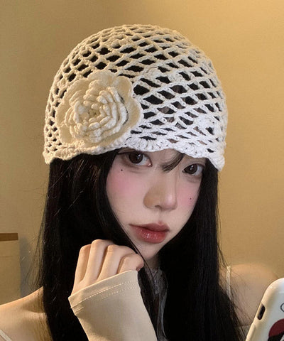 Bohemian White Hook Flower Hollow Out Boonie Hat