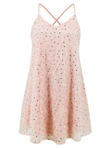 Cocktailkleid mit Pailletten und V-Ausschnitt und Mini-Camisole