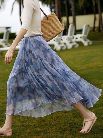 Olivia Classic Ink Printed Ruffle Skirt