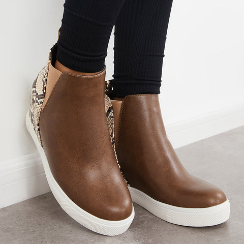 Slip on Hidden Wedge Sneakers Platform Wedge Booties