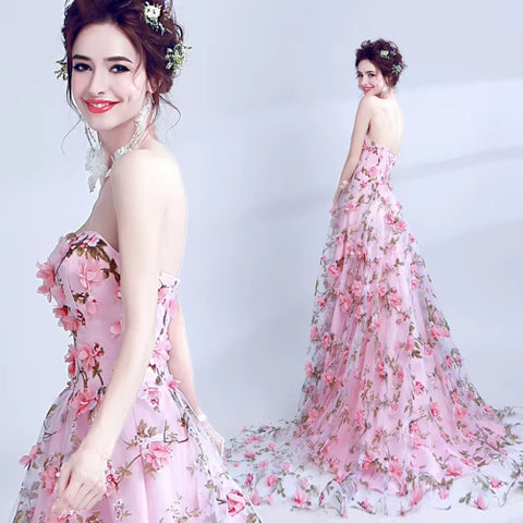 Abendkleid Herbst neue Bohnen rosa Tube Top Braut Hochzeit Bankett Jahrestagung Abendkleid 