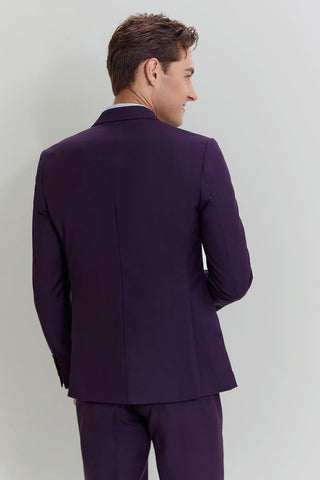 Purple Notched Lapel 3 Piece One Button Men's Suits