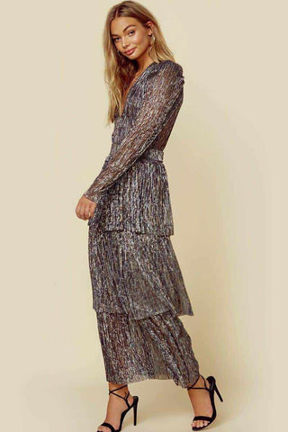 Fashionable long skirt, elegant commuting black printed high waist long skirt dress