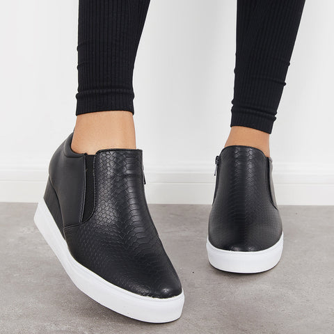 Casual Slip on Platform Wedge Sneakers Hidden Wedge Booties