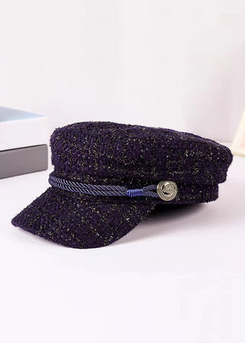 Modische schwarze Baskenmütze mit Patchwork-Muster