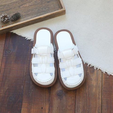Damen Sommer Retro Hohl Flache Slides Schuhe