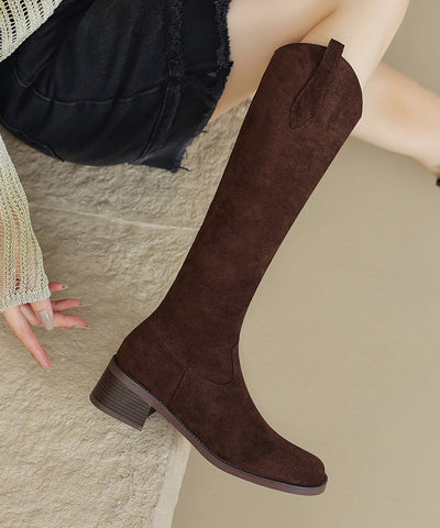Boutique Splicing Plus Size Chunky Boots Black Suede