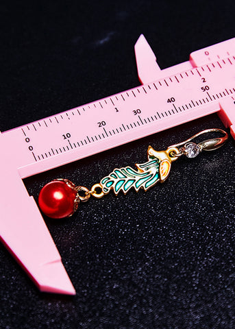 Vintage Red Pearl Cloisonne Gilding Drop Earrings