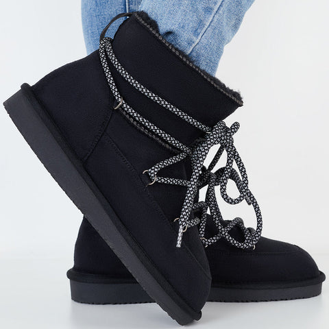 Lace Up Ankle Snow Boots Non Slip Warm Winter Booties