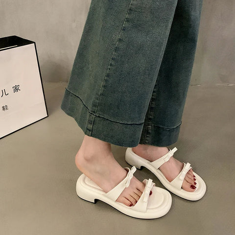 Designer Summer Butterfly-knot Women Slippers Fashion Open Toe Flats Slides Ladies Outdoor Casual Beach Sandalias Flip Flop