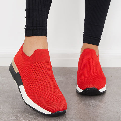 Lässige Slip-on-Strick-Loafters, atmungsaktive Wanderschuhe
