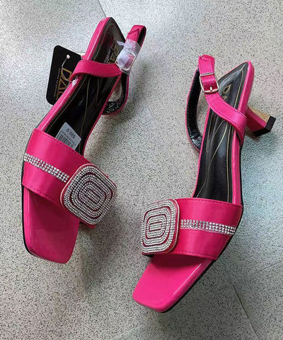 Rose Zircon Open Toe High Heels Sandals