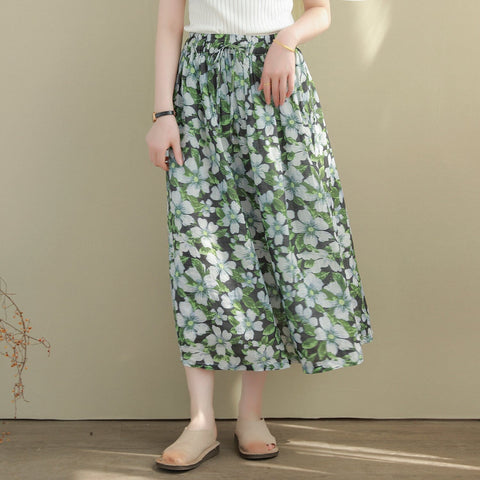 Women Summer Thin Loose Casual Floral Skirt
