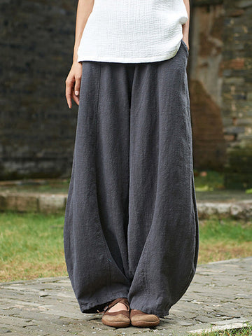 Vintage Loose Ramie Cotton Linen Bloomers Pants