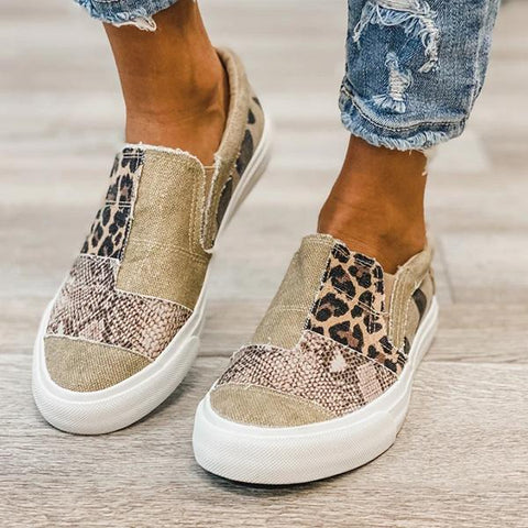 Lässige Slip-on-Plateau-Sneakers mit flachem Absatz und Loafer-Schuhen