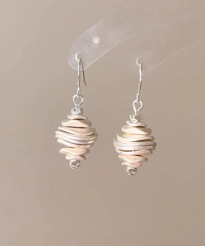 Original Design Beige Copper Overgild Conch Drop Earrings