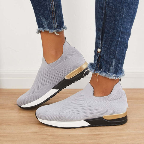 Lässige Slip-on-Strick-Loafters, atmungsaktive Wanderschuhe