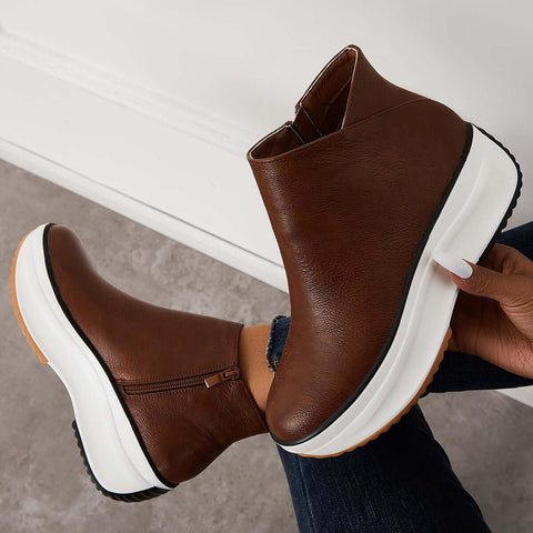 Non Slip Platform Wedge Sneakers Slip on Ankle Boots