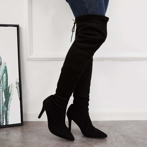 Stretchy Over The Knee Boots Pointed Toe Stiletto Heel Boots